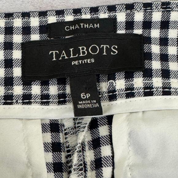 Talbots Chatham Ankle Pants Women's 6p Petite Classic Black White Check Side Zip - Picture 4 of 9